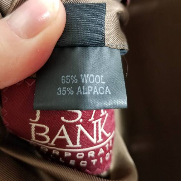 Jos A Bank Windowpane Check Blazer Wool Alpaca Sports Coat Size 40S Short Brown - Picture 5 of 8